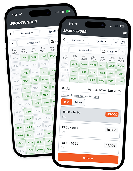 Le planning des terrains dans le back-office SportFinder