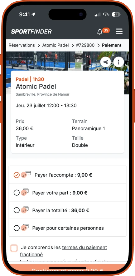 Les options de paiement d’une réservation dans l’application : acompte, sa part ou la totalité