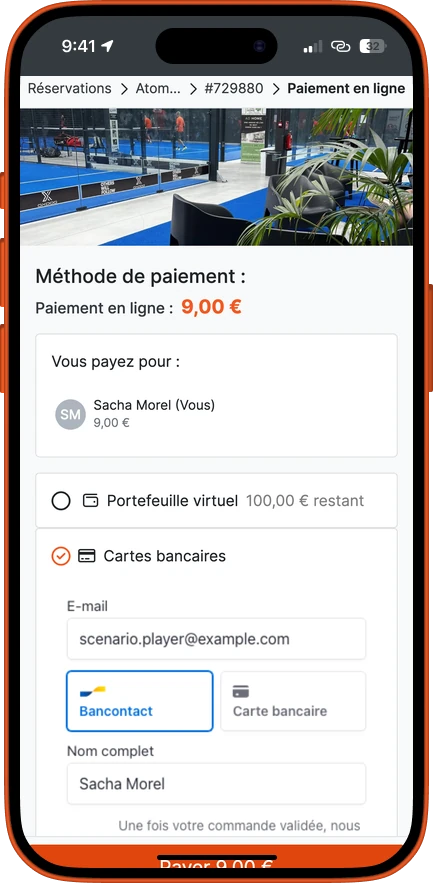 El formulario de pago online, con Bancontact y tarjeta bancaria