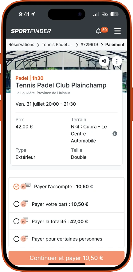 Les options de paiement d’une réservation dans l’application : acompte, sa part ou la totalité